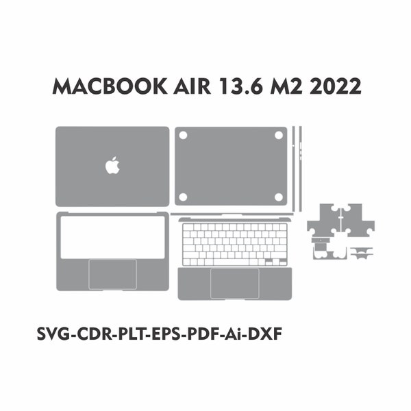 MacBook air 13.6 m2 2022 Skin Template Vector file