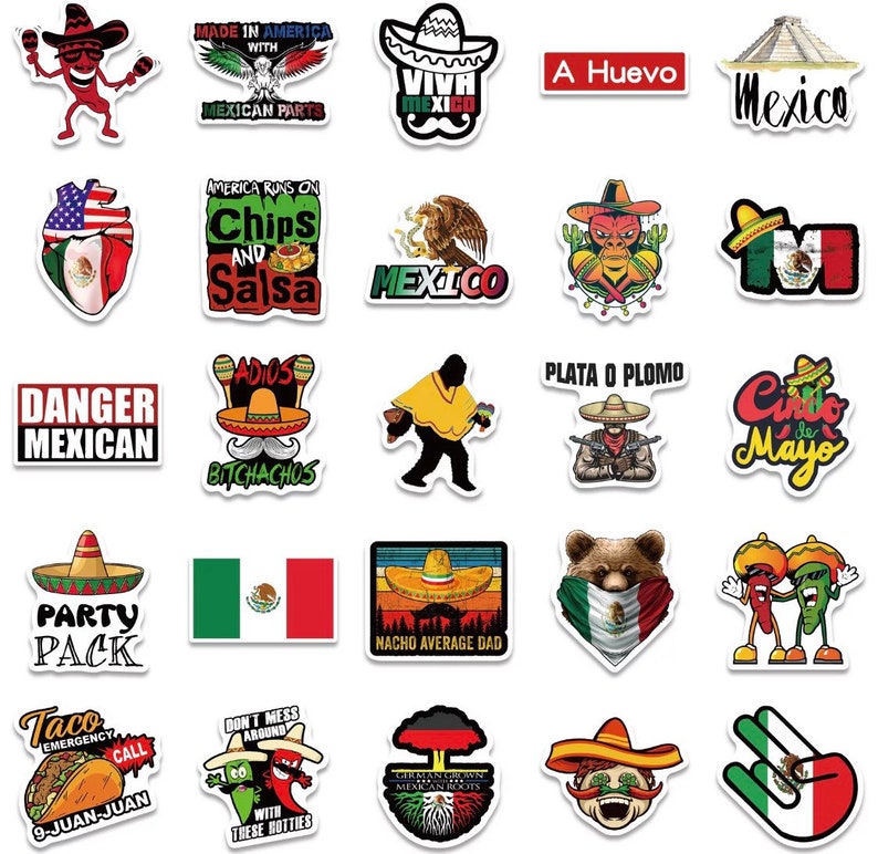 Mexican stickers, Mexico stickers, Mexico, Mexican phrases, Mexican culture, laptop stickers, vinyl stickers, waterproof , Pack of 50 Pieces image 5