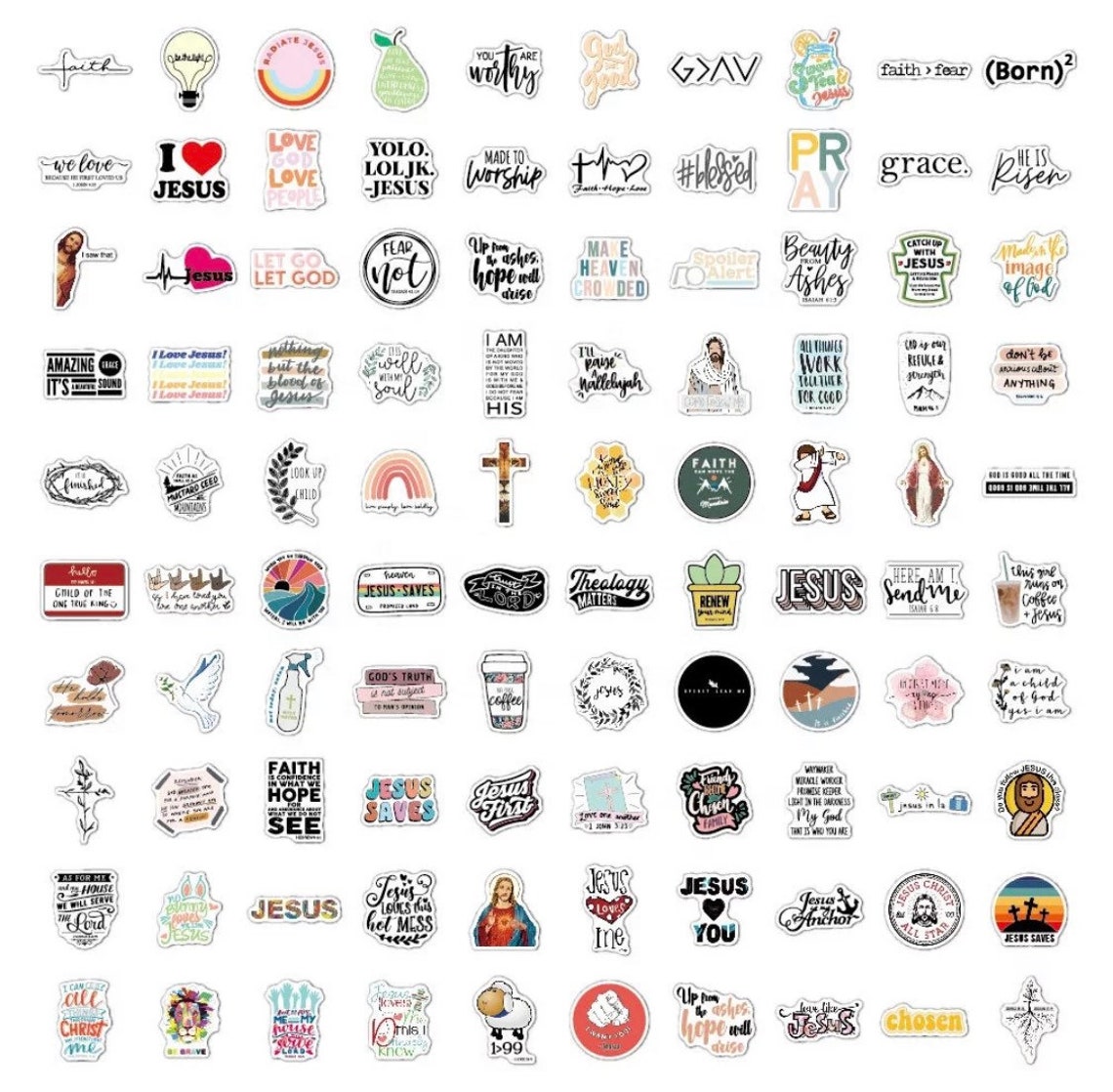 50 Bibelvers Aufkleber Set - Christliche Sticker Wasserfest In Geschenkbox