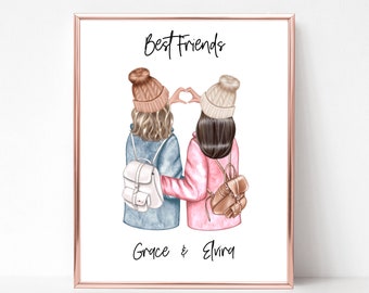 Personalised Best Friend Print, Best Friend Gift, Letterbox Gift, Birthday Gift for her, Friendship Print, Bestie Gift, Birthday Gift