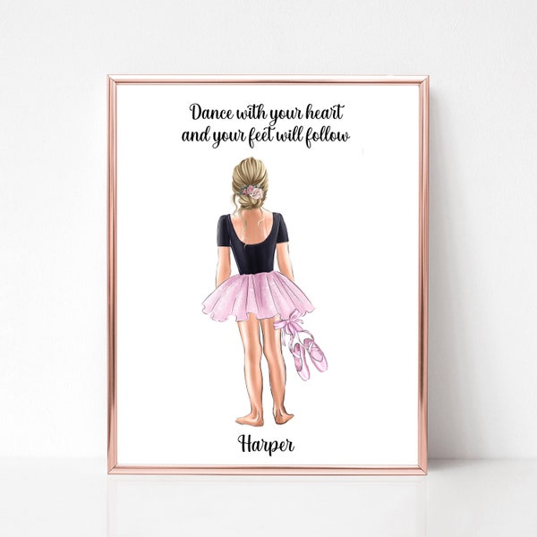 Personalized Ballet Print, Personalized Ballet girl card, Girl birthday card, Ballerina Birthday card, Ballerina print, ballerina Gift