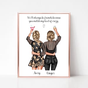 Best Friend Print, Friendship Print, Best Friend Gift, Gift For Her, Birthday Gift for her, Personalised Print, Gift for friend, Bestie Gift