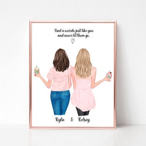 BFF special gift, Friendship Print, Best Friend Gift, Gift for Best Friend, Personalized gift, Birthday Gift for friend, Best friend drawing