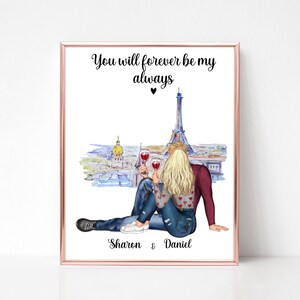 Personalized Couples Gift | Engagement Gift | Boyfriend Gift | Anniversary Gift | Gift for Her | Girlfriend Gift | Paris couple