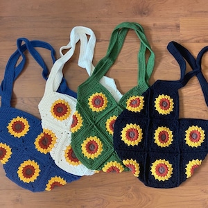 Crochet bag Crochet Sunflower Bag Crochet Afghan Boho Bag Crochet Purse Crochet Market Bag Sunflower Bag Granny square bag