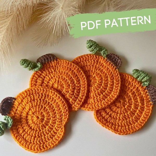 Crochet pumpkin coaster PATTERN Crochet pattern pumpkin coaster pattern for fall and Halloween decorations crochet pattern pumpkin coaster