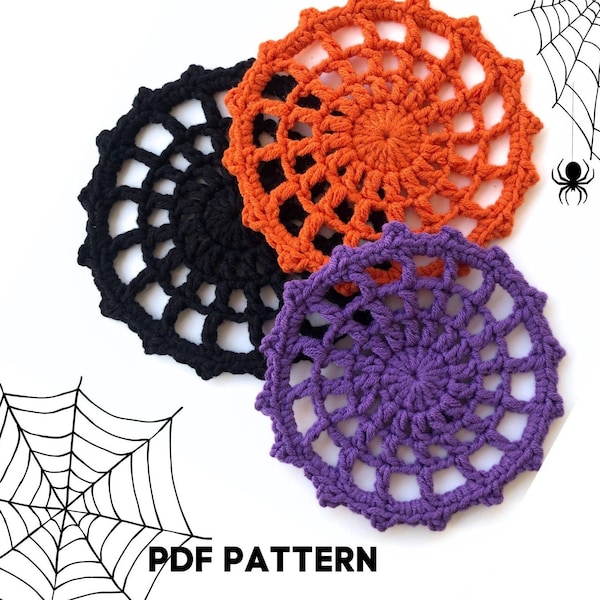 Crochet PATTERN Crochet Spider Web Coaster PATTERN Spider web Coaster Pattern  Halloween Coaster Pattern Spider Web Pattern