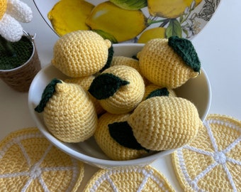 Crochet  Lemon Decor For Tiered Tray  Crochet Fruit  Lemon Decor For Summer Home Decor  Amigurumi Play Food For Montessori Lemon Plushie