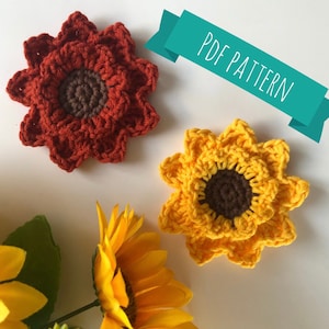 Crochet Sunflower Pattern Sunflower Pattern Sunflower Applique Pattern