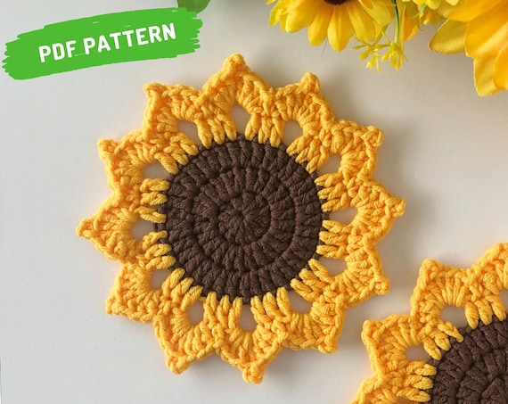 Crochet Sunflower Coaster Pattern (PDF Pattern)
