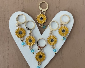Sunflower Stitch Markers: Knitting Crochet Notions - Set of 6