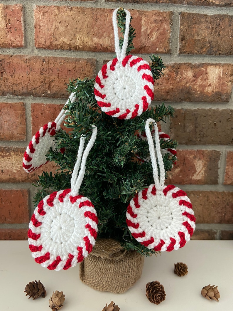 Crochet Peppermint Candy Christmas Ornament - Etsy