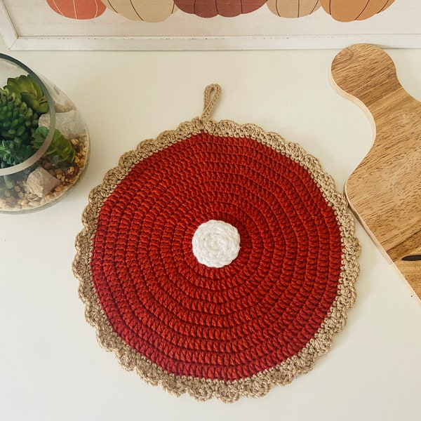 Pumpkin pie potholder Crochet pumpkin pie hot pad pumpkin pie trivet fall kitchen decor fall decor