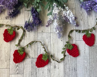 Strawberry garland crochet strawberry wall decor