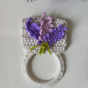Soporte para toallas de ganchillo, decoración de cocina rústica, anillo para toallas de cocina colgantes, organizador de cocina hecho a mano, regalo para la cocina de frutas imagen 11