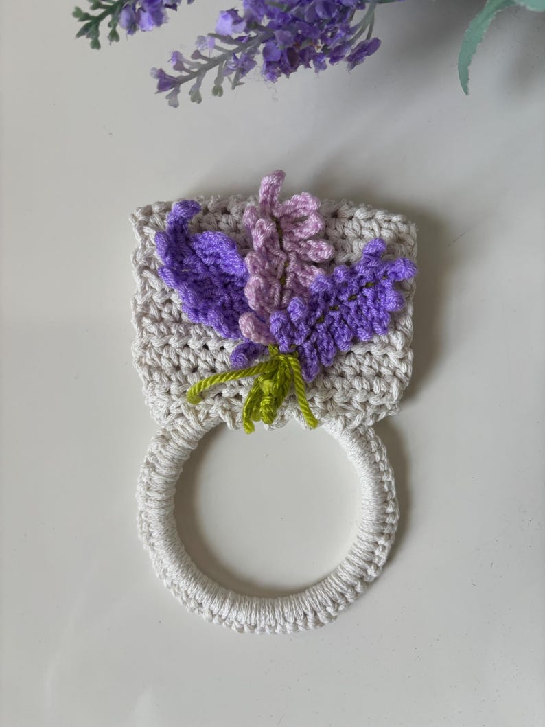 Soporte para toallas de ganchillo, decoración de cocina rústica, anillo para toallas de cocina colgantes, organizador de cocina hecho a mano, regalo para la cocina de frutas imagen 11