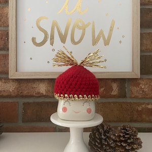 Christmas Mug Hat / Marshmallow Mug Hats / Crochet Christmas Gift / Tiered Tray Decor