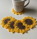 Crochet Sunflower Coasters ,  Farmhouse Decor
