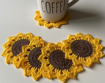 Sunflower Coaster / Crochet  Coaster / Crochet Sunflower / Fall Decor