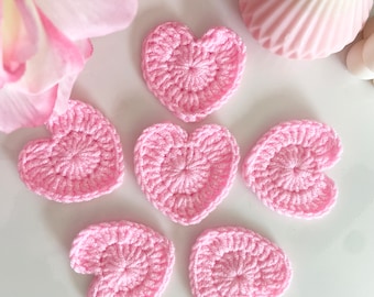 Crochet heart applique  (set of 6) crochet heart decor Valentine"s day decor