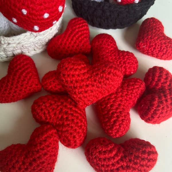 Heart decor , Valentine’s Day decor , crochet heart, crochet heart filler  , farmhouse decor, gumball machine filler