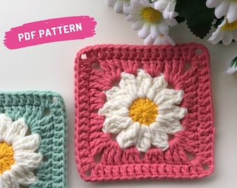 Granny Square Daisy Pattern Crochet Daisy Granny Square Pattern for Granny Square Crochet Blanket , Crochet Daisy Bag