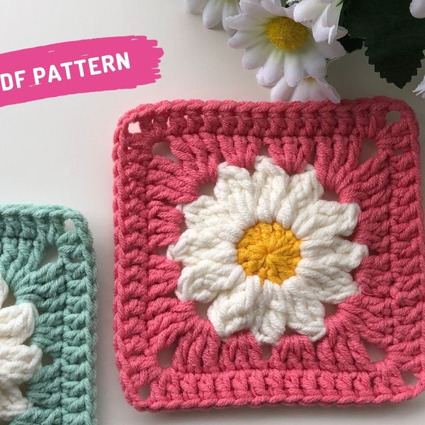 Granny Square Daisy Pattern Crochet Daisy Granny Square Pattern for Granny Square Crochet Blanket , Crochet Daisy Bag