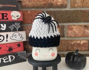 Gehäkelter Spinnen Marshmallow Becher Hut: Halloween Tiered Tablett Dekor