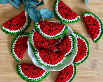 Crochet Watermelon Decor: Handmade Tiered Tray Decoration