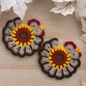 Crochet Turkey Coaster Thanksgiving Table Decor Handmade Fall Coasters  Autumn Farmhouse Kitchen Decor  Cottagecore House Turkey Mug Rug