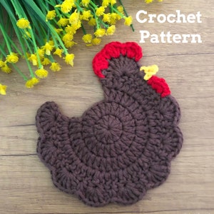 Crochet Pattern Crochet Chicken Coaster Pattern Crochet Hen Pattern Thanksgiving Decor Farmhouse Decor