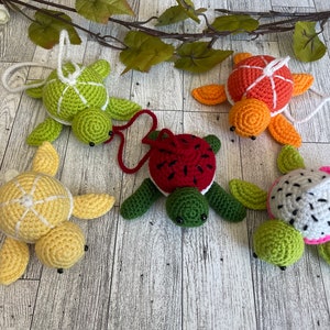 Crochet Turtle: Fruit & Holiday Stuffed Animal Ornament