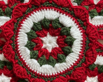 Crochet Christmas Coasters: Peppermint Holiday Decor