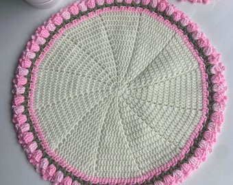 Table placemat / Crochet tulip Table centerpiece / Crochet  Doily / Crochet placemat