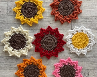 Crochet Sunflower Coaster: Handmade Acrylic Yarn Fall Decor