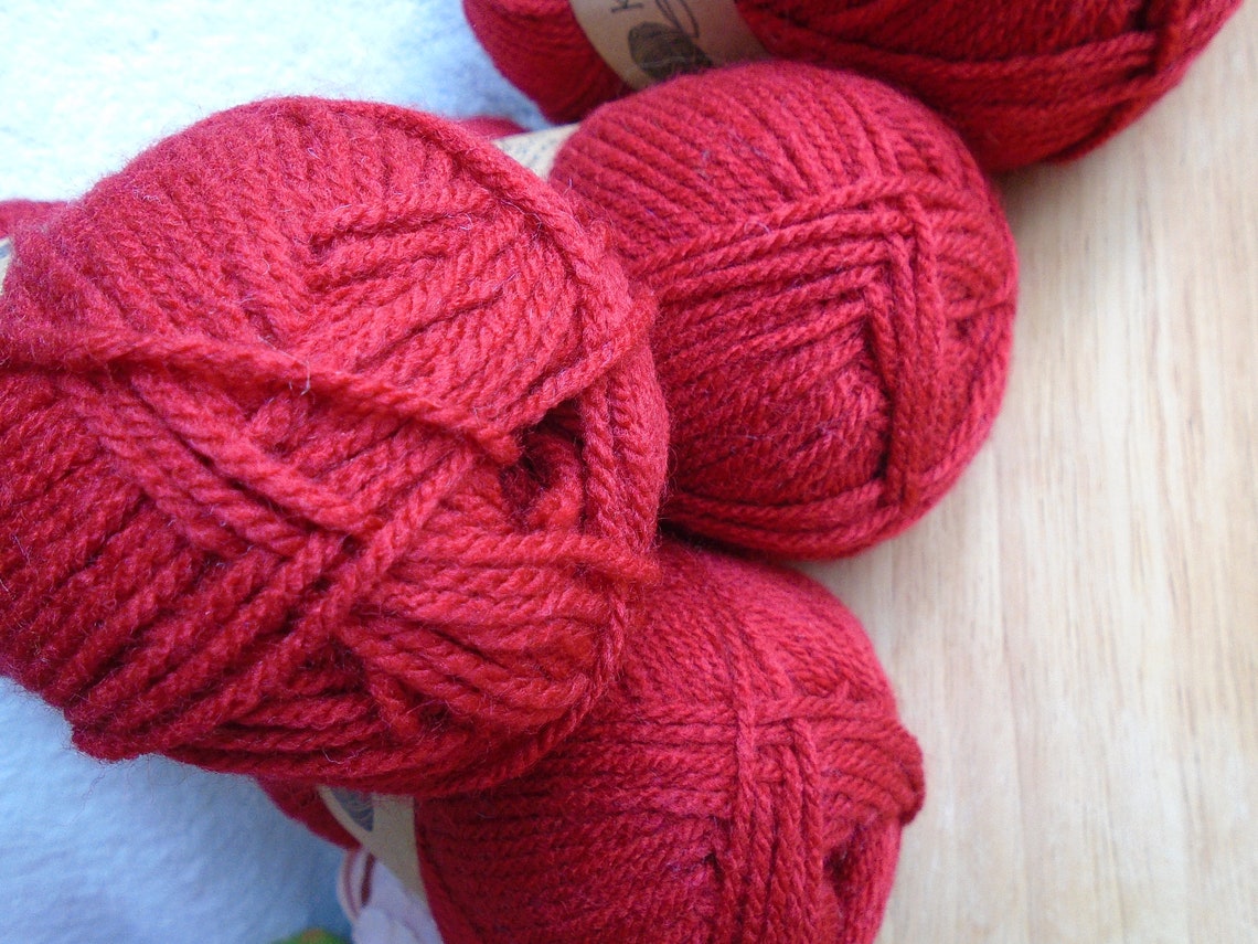 Knitting Essentials Double Knitting Wool Job Lot 4 x 50g Red Etsy