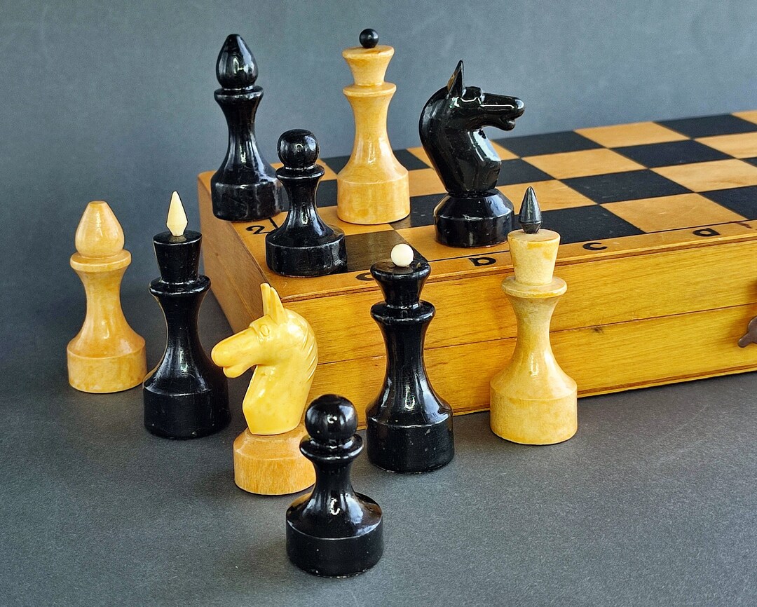 Vintage Wooden Chess Set Tournamentready Handcrafted Wood Etsy
