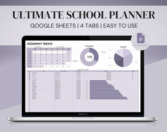 School Spreadsheet Tracker For Google Sheets, Grade Tracker, Student Homework Spreadsheet, College Planner Template, Assignment Planner