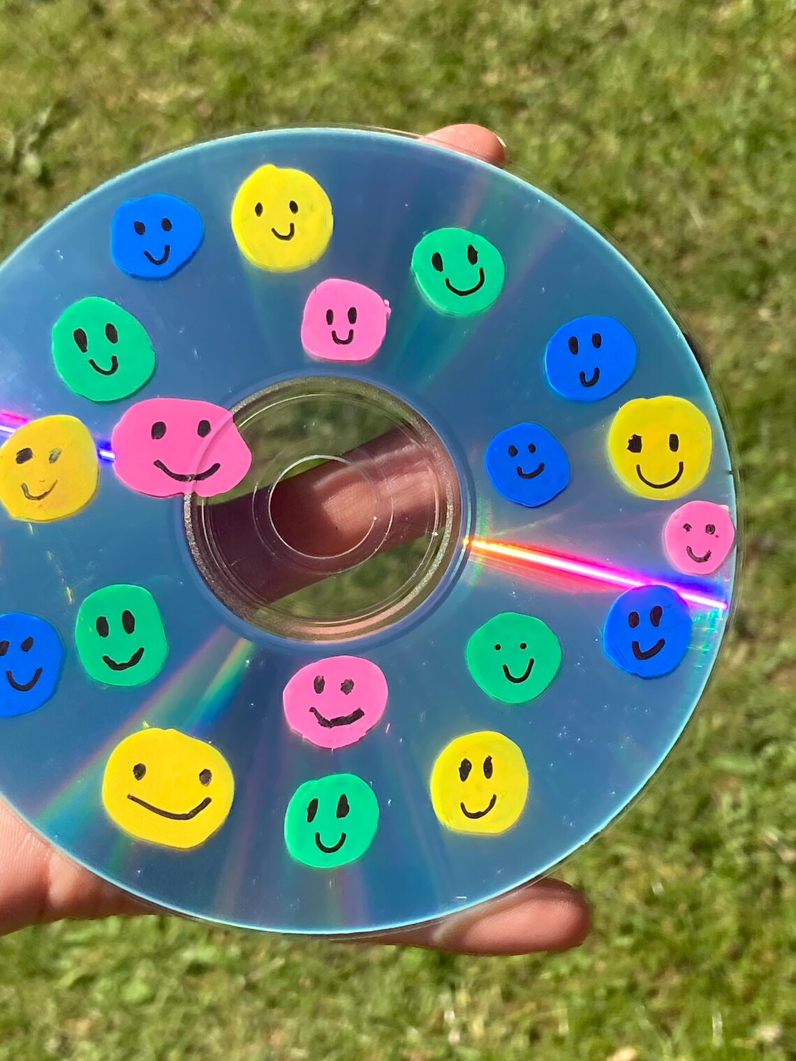 Indie Smiley Face Hand Painted CD Etsy