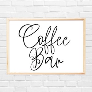 Letrero de cafetería / Impresión digital / Arte de pared / Imprimible / Decoración de cocina / Tipografía / Letrero de cocina