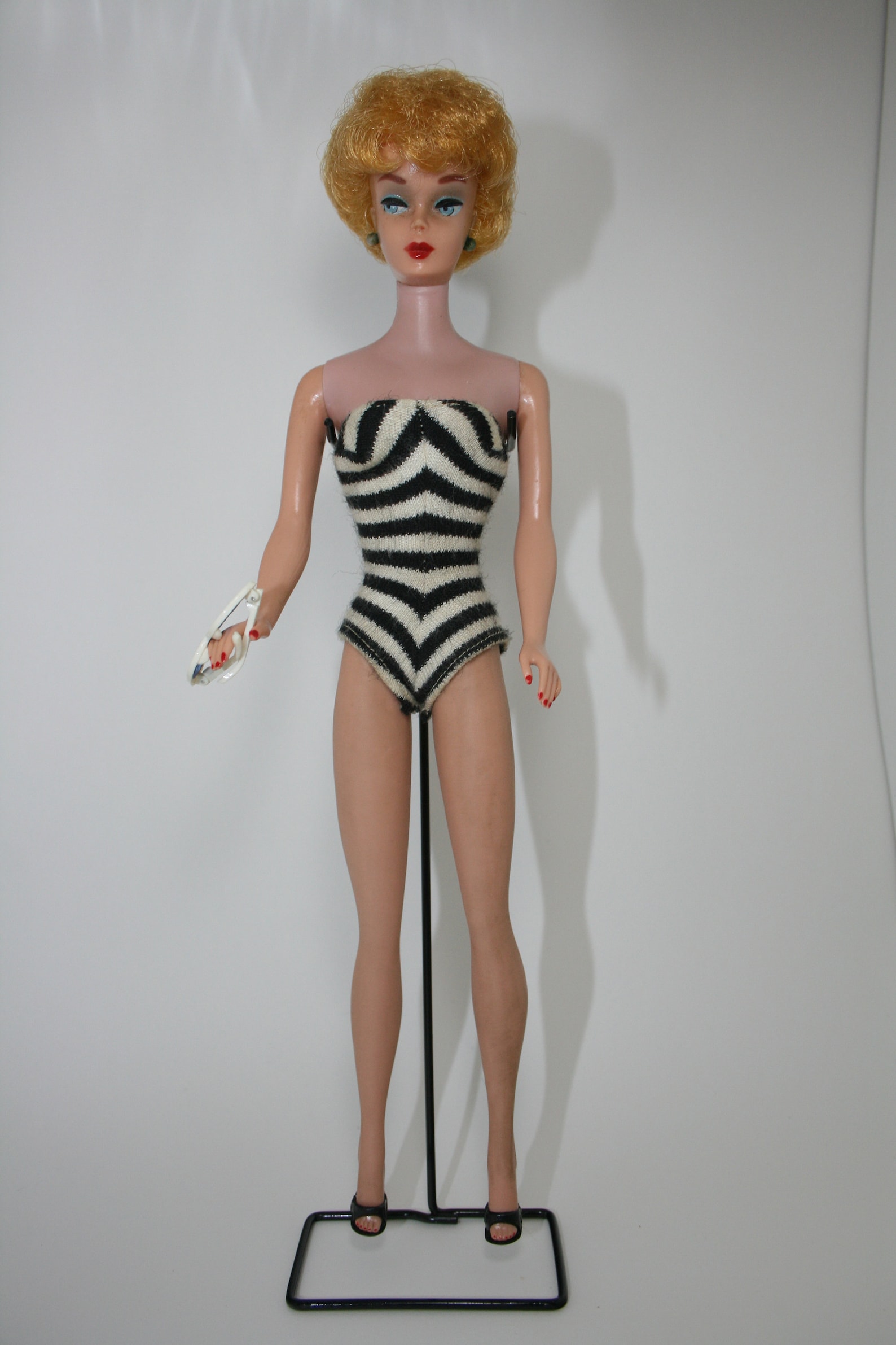 1961 Bubble Cut Barbie Doll w/ Titian Hair Original Stand Etsy