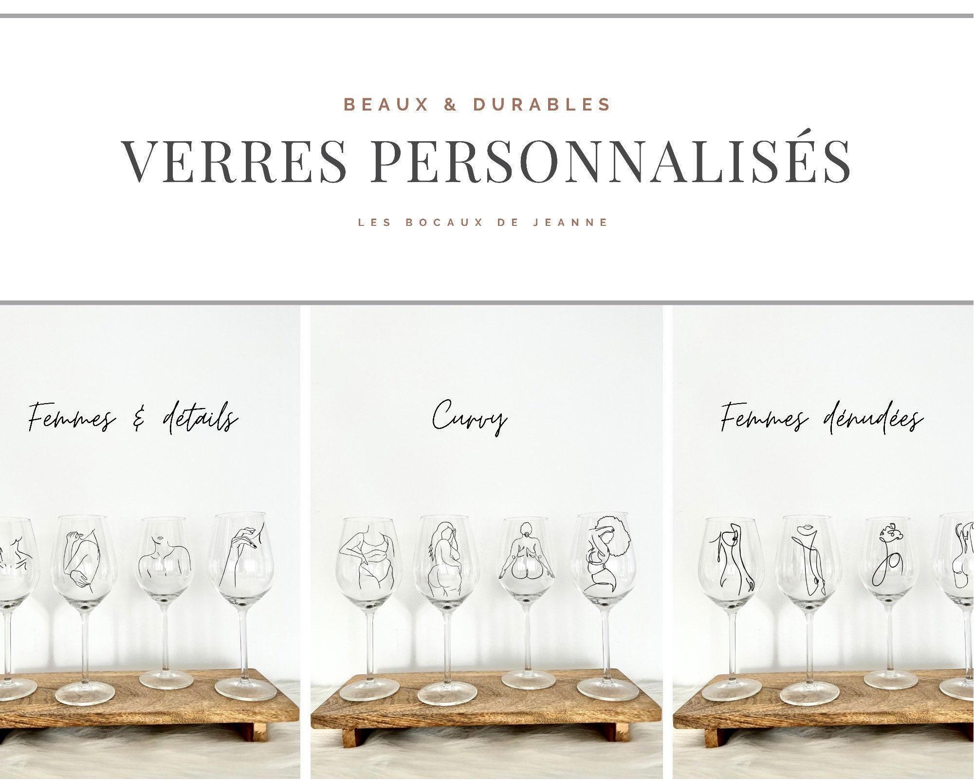 Set de Verres à Vin Personnalisé Femmes Dénudées Minimaliste