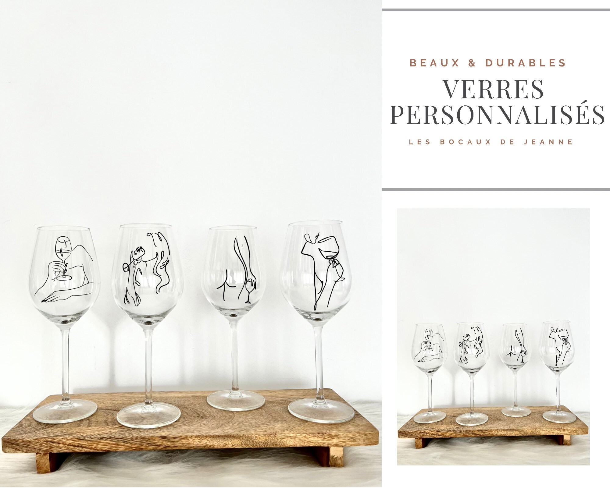 Set de Verre à Vin Personnalisé Dessin Femme Nue