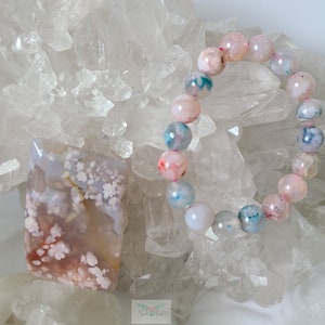 Flower Agate Set, Flower Agate Bracelet, Colorful Flower Agate Pocketstone, Sakura Agate, Cherry Blossom Flower Agate, Root Chakra