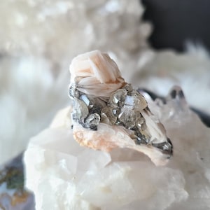 Barite Flower with Cerussite and Metallic Galena, High Quality Specimen, Pink Barite Specimen, Rare Barite with Galena, Pink Crystals
