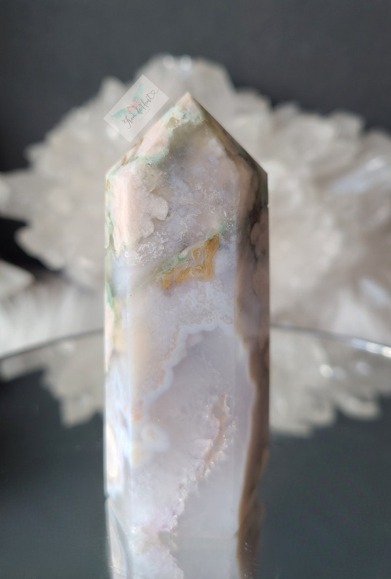 RARE Baby Blue Flower Agate Tower, Flower Agate Points, Flower Agate ...
