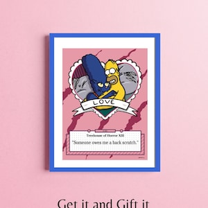 Homer & Panther Marge Love-print - The Simpsons 'Treehouse of Horror XIII' - kaart man en vrouw - kleurrijke muurkunst - Simpsonprints
