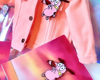 Courage the Cowardly Dog Enamel Pin – Limited Edition, Gift for Fan
