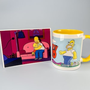 Vater-Tochter Vatertags Geschenkset - Homer und Lisa Simpson - Emotionales Vatertagsgeschenk für Väter und Tochter - Vatertagskarte
