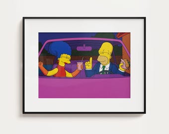 Homer and Marge Simpson Anniversary Print | Funny Romantic Wall Art | Digital Download